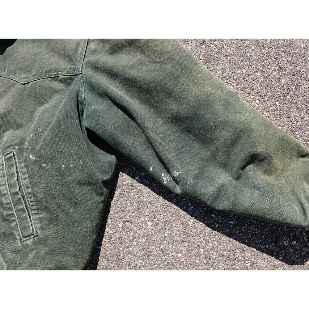 VINTAGE Carhartt Jacket Men Green Santa Fe J14 SPC Sun Faded Distressed Spruce - Picture 6 of 11